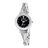 AK Anne Klein Women's 109069BKSV Diamond Accented Silver-Tone Black Dial Dress Watch