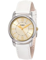 Timex Womens T2N682 Elevated Classics Dress Uptown Chic Champagne Dial Leather Strap Watch