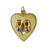 14K Gold Vintage Baby Shoes Heart Charm
