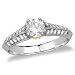 14k White and Yellow Gold Filigree Round Diamond Engagement Ring w/ Round Diamond Sidestones (.46 ct, .76 cttw, G-H Color, I1 Clarity)