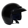 Motorcycle Open Face 3/4 three-quarters Helmet DOT Glossy Black (Large)