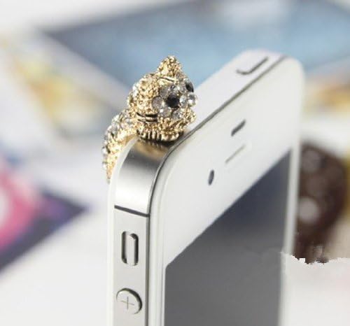 Poposh Little Tiger Cat 3.5mm Crystal Anti Dust Plug Bling Earphone Jack Glitter Diamond Rhinestone Headphone Port Stopper Caps For iphones, samsung galaxy tab, note, nokia, blackberry series (Union Jack Style)