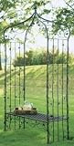 Black Moss Metal Arched Vine Garden Arbor and Bench