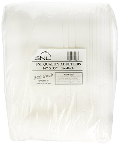 SNL Quality Disposable Adult Poly-Lined Bibs - 16" X 28" - Tie-Back (Pack of 300)