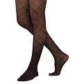 Merona&reg; Womens Sheer Diamond Opaque Tights - Ebony/Loganberry