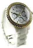 Geneva White Acrylic Designer Inspired Blingy Watch with Ice Crystals Around Face Gold Tone 41uumM3563L. SL160 Geneva White Acrylic Designer Inspired Blingy Watch with Ice Crystals Around Face Gold Tone