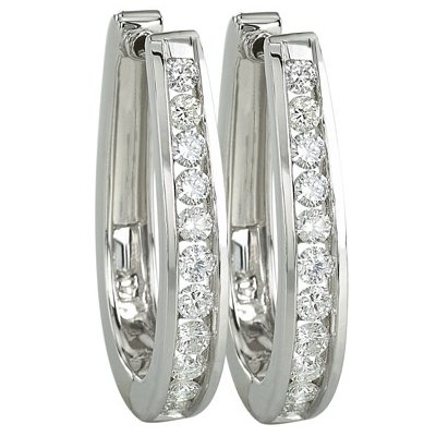 14k White Gold Round Diamond Huggie Hoop Earrings 1/3 CT (0.33 cttw, I Color, I1-I2 Clarity)