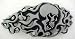 Solid Pewter Flaming Skull Belt Buckle Flames Image