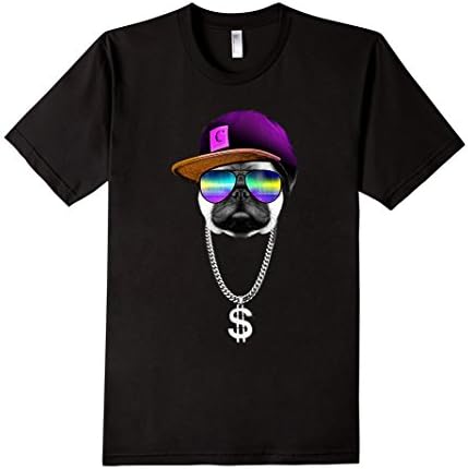 Men's Shirt Pug Hip Hop T Men Tee Life Dog Funny Rap Thug New Pupp Small Black