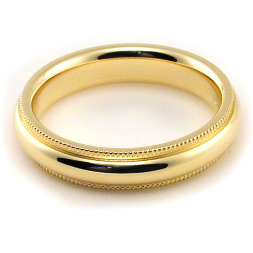 10K Yellow Gold Wedding Bands 4mm Milgrain Comfort fit