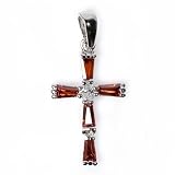 STERLING SILVER CROSS PENDANT W/CZ 24mm