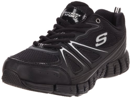 Skechers Women's Stride-Next Step Sneaker,Black/Silver,5 M US