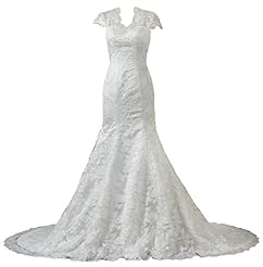 V-neck 2015 Lace Keyhole High-Neck Mermaid  Dress