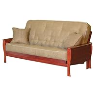 Big Tree Furniture Brewster Full Size Futon Sofa Sleeper Set with 2 Matching Pillows