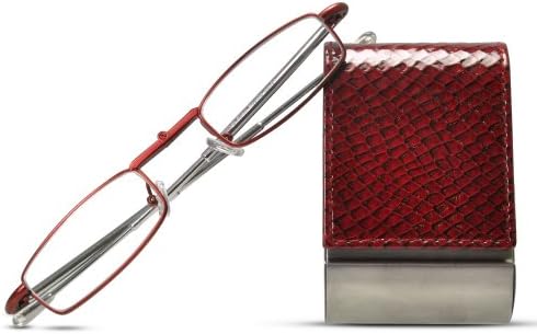Cinzia Folding Readers Reading Glasses with Reptile Pattern Case, 3.00, Red