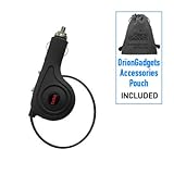 Rubberized Retractable Car Charger for Nokia X2-01 (Black) (Includes OrionG ....