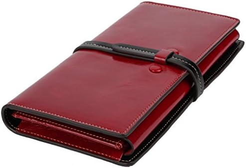 YALUXE Women's Luxury Wax Genuine Leather Wallet Smartphone Holder Red