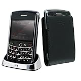 Desktop Charger [OEM] ASY-14396-010 + Vertical Leather Pocket Pouch [OEM] HDW-23469-001 for Blackberry Tour 9630