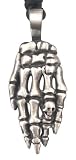 Skeleton Bone Hand Skull Ring Pewter Pendant Necklace