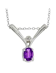 0.90 Ct Oval Amethyst .925 Sterling Silver Pendant 7X5MM With 18 Inch Chain
