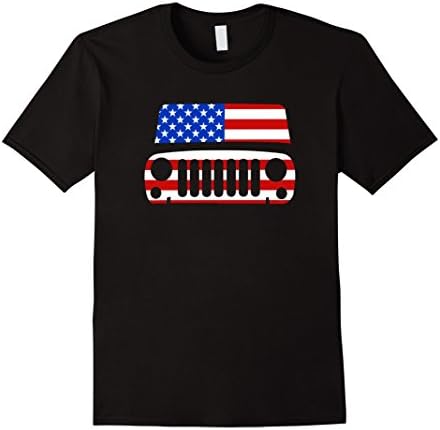 American Flag with Jeep Grille Shirt T-shirt - Male Large - Black