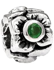 SilveRado(tm) MS155E-EM3 Sterling Silver Three Flowers Emerald May Bead / Charm