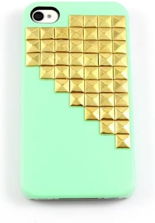 My8 Light Green Iphone 5 Case Punk Pyramid Studs and Spikes Mobile Phone Studs Cell Case White Golden Cover for Apple Iphone 5 5g 5th