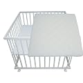 Laufgitter wei� lasiert 100x100 Buche mit Matratze