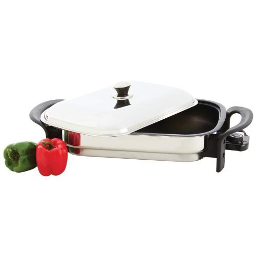 Precise Heat 16 Rectangular Non-Stick T304 Stainless Steel Electric Skillet by Precise Heat