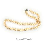 Single Strand 18 Inch 8MM Golden Color Shell Pearl Necklace