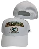 Green Bay Packers White 4X Super Bowl Champs / Champions Adjustable Velcro Hat / Cap