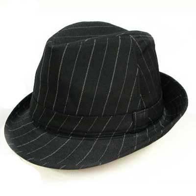 Pinstripe Sexy Black Structured Fedora Hat
