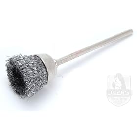 Steel Wire Brush - 2 1/4" L - 3/16" Shaft - 3/8" x 5/8"