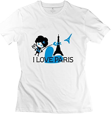 Sihan Women's Tshirts I LOVE PARIS Eiffel Tower Cupid Size XXL White