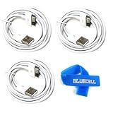Bluecell Brand 3 Pcs of White 6FT USB Data Sync Cable for Apple iPhone 4 4S 3GS iPod touch iPad & Bluecell Cable Tie