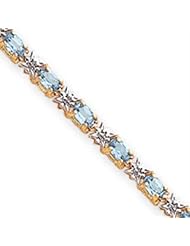 14k Gold Blue Topaz/Diamond Bracelet