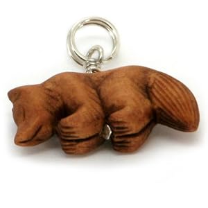 CARVED HOWLING WOLF CHARM ~ WOOD
