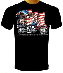 Bald Eagle American Flag Motorcycle T-shirt