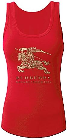 Printed Golden Burberry Logo Women's Sleeveless Shirts Tank Top