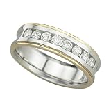 14K Two Tone Gold 1/2 ct. Channel Set Diamond Wedding Band