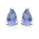 Sterling Silver Simulated Tanzanite Pear-cut Earrings by Cheline