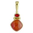 22k Yellow Gold Overlay Sterling Silver Carnelian Pendant w/ Mexican Fire Opal by Sajen