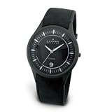 SKAGEN TITANIUM ROUND DATE WATCH ALL-BLACK LEATHER STRAP 342XLTMLB by Skagen