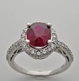 14k White Gold Art Deco Style Ruby And Diamond Ring