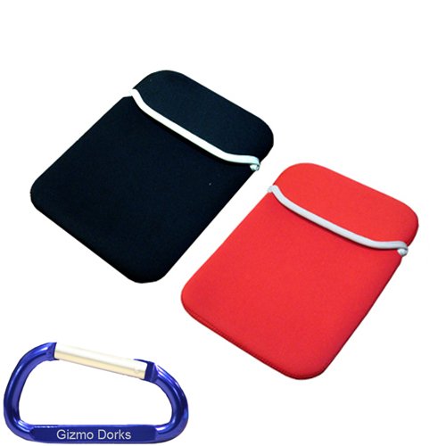 Premium Neoprene Reversible Sleeve Case (Black/Red) for any Garmin GPS Unit with 3.5 Inch Screens and Free Extra Carabiner Key Chain