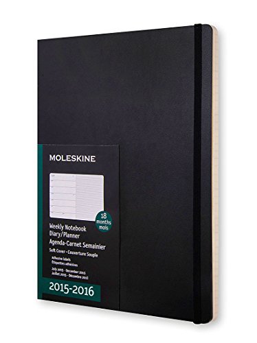 Moleskine 2015-2016 Weekly Notebook, 18M, Extra Large, Black, Soft Cover (7.5 x 10)