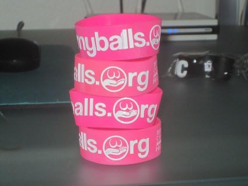 FeelMyBalls.org - SMALL Pink Band w/ White Lettering for Testicular Cancer Awareness Month - For a Teen/Female