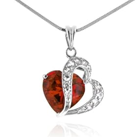 7.50 Carat Ruby & White Sapphire Double Heart Pendant in Sterling Silver... by 