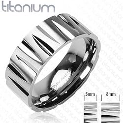 Solid Titanium with Tribal Inspired Faceted Ring