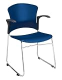 OFM 310-PA-A11-NAVY MultiUse 4 Plastic Seat and Back Stacker Chairs with Arms - Navy